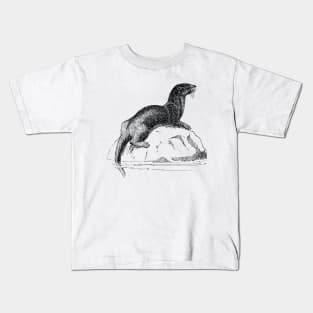 Otter Vintage Hand Drawn Kids T-Shirt